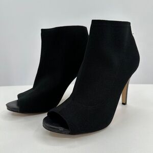 Fergalicious Stretch-Knit Sock Ankle Boots Stiletto Heel Open Toe sz 8.5 Bootie